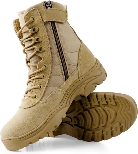 Miniatura 8 de QUNLON Botas militares tácticas para hombre, con cremallera lateral, ligeras, 8 pulgadas, botas de motocicleta de combate militar para trabajo