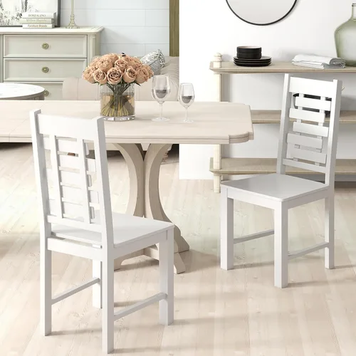 Miniatura 2 de GOFLAME Juego de 2 sillas de comedor de madera, sillas de cocina modernas con patas de madera de goma y respaldo alto, sillas laterales sin brazos