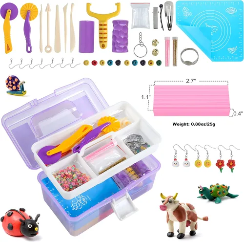 Miniatura 5 de Arcilla Polimérica de 72 Colores, Arcilla de Modelar para Conjuntos Infantiles - Incluye Herramientas de Escultura y Accesorios con Estuche de 72