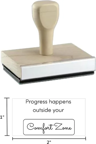Miniatura 3 de Progress Happens Outside Your Comfort Zone - Sello de goma, 1 sello de madera de 2 pulgadas