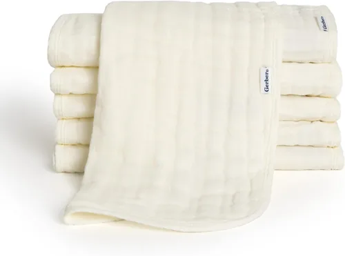 Gerber Paños Eructadores Unisex de Muselina para Bebé, Paquete de 6, Vainilla, Tamaño Grande 20" x 10"