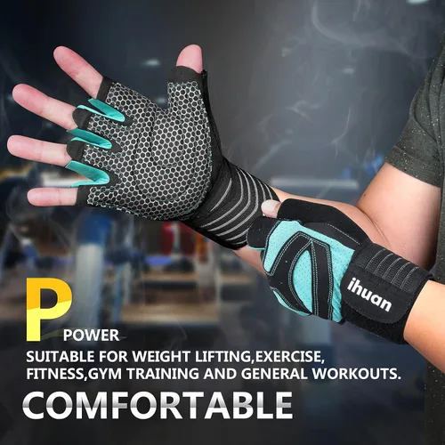 Miniatura 3 de ihuan - Guantes de entrenamiento con ventilación, unisex, protección completa de la palma de la mano; para levantamiento de pesas, entrenamiento