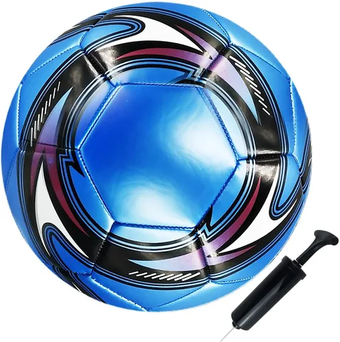Balón de fútbol azul tamaño 3, tamaño 5 superficie de poliuretano apretado tejido color vivo con bomba y aguja adecuado para entrenamiento práctica