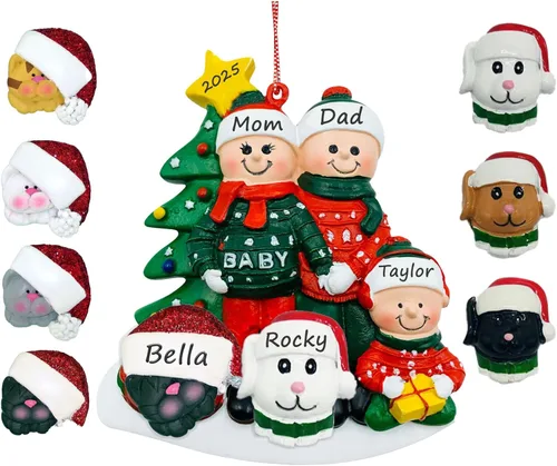 Miniatura 10 de Adorno Colgante de Pareja Embarazada y Perro - Adorno de Navidad para Esperando con Hueso de Perro, Personalizado Pareja con hueso
