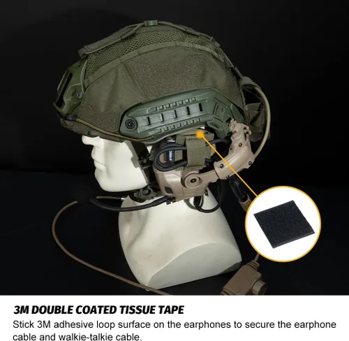 Miniatura 4 de Adhesivo táctico para almacenamiento de cables, reutilizables, sujetadores, con gancho y bucle para casco táctico, auriculares, walkie-talkie