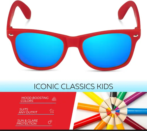 Miniatura 226 de Retro Rewind Lentes de sol para niños y niñas de 3 a 12 años, inastillables, UV400, lentes de sol para niños pequeños