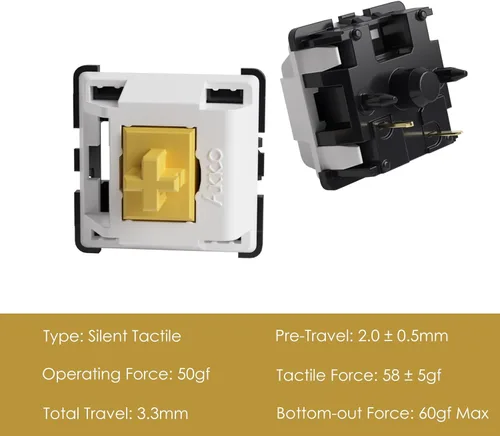 Miniatura 5 de Akko V3 Penguin - Interruptor de teclado táctil silencioso para teclado mecánico de juegos, interruptores prelubricados silenciosos de 5 pines de 50