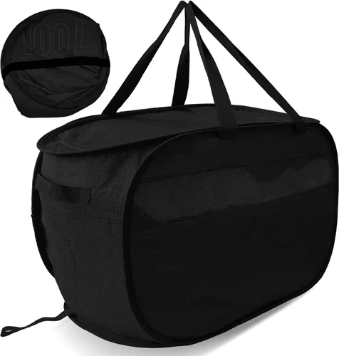 Miniatura 22 de Cesta de lavandería desplegable de malla extra grande de 100 litros con tapa y asas, paquete de 2, cesta de ropa sucia plegable XL