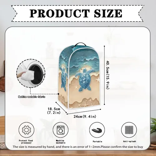 Miniatura 6 de Talayituse Cubierta antipolvo para licuadora con estampado de tortuga de playa, cubierta de protección de huellas dactilares para batidora de pie