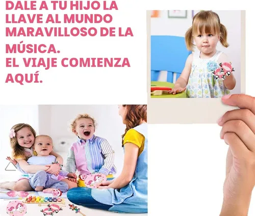 Miniatura 6 de Juegos de instrumentos musicales para niños, juguete musical no tóxico, instrumentos de percusión de madera, juguetes de pandereta xilófono
