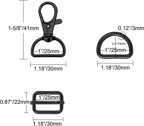 Miniatura 2 de WAFJAMF Anillo de gancho de metal a granel 30 piezas, hebilla de cierre giratorio y anillo en D no soldado, 10 piezas, hebilla rectangular ajustable
