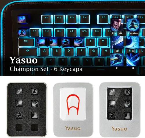 Miniatura 6 de League of Legends - Teclas personalizadas (Champion Alistar) - Grabado con láser con retrato de cada campeón, pasivo y habilidades. Se adapta a