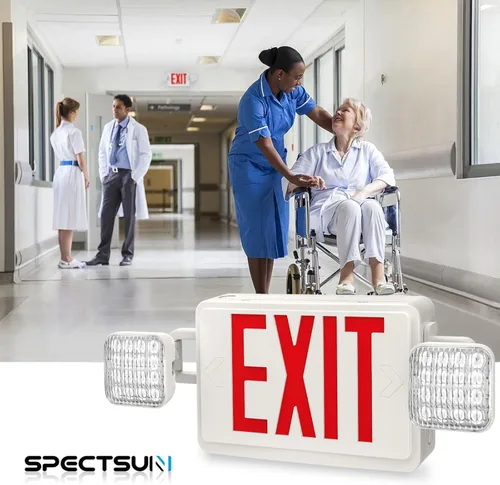 Miniatura 3 de SPECTSUN Paquete de 12 luces de emergencia de salida, luces de salida de emergencia de 120-277 V, luces de emergencia LED combinadas de salida
