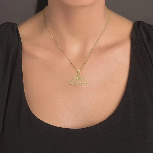 Miniatura 2 de 10K or 14K Yellow White or Rose Gold Personalized Name Butterfly Pendant Custom Made Any Name - Choice of Metal