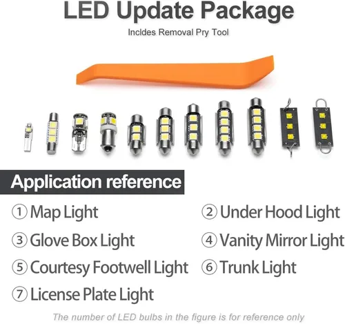 Miniatura 7 de Kit de 15 bombillas LED blancas para interiores para Chevy Corvette C5 1997 1998 1999 2000 2001 2002 2003 2004, luces LED para espejo de tocador