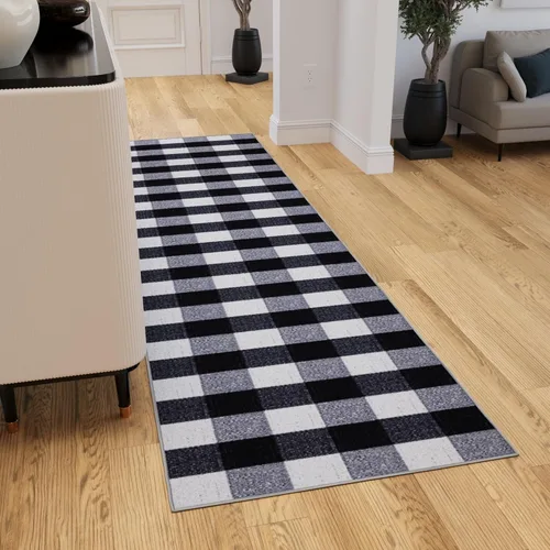Miniatura 26 de Ottomanson Alfombra de pasillo de 20 x 53 pulgadas, antideslizante, fácil de limpiar, alfombra de lavandería, duradera y apta para mascotas