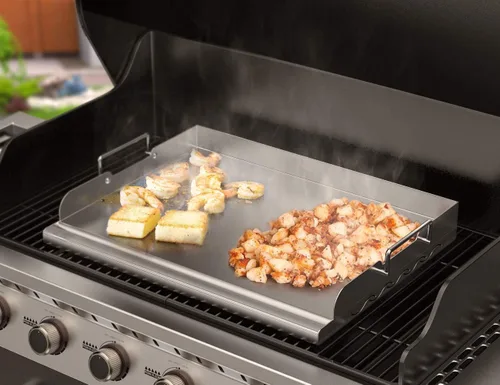 Miniatura 5 de Skyflame Plancha Universal de Acero Inoxidable con Placa Plana Superior con Refuerzo de Calentamiento Uniforme para Parrillas de Carbón/Gas BBQ