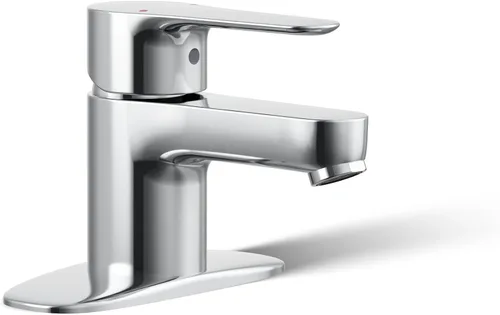 KOHLER K-98146-4-CP July - Grifo de lavabo de baño con un solo mango, 1.2 GPM, drenaje desplegable de metal con pieza trasera de 1-1/4 pulgadas,