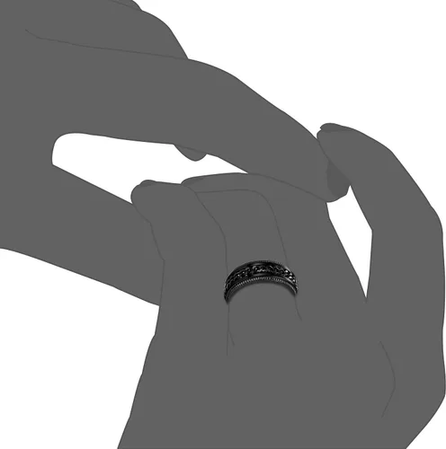 Miniatura 4 de FIBO STEEL - Anillos de acero inoxidable de 8mm para hombres, anillos con cadena incrustada y borde con textura, disponible en tallas 7-14