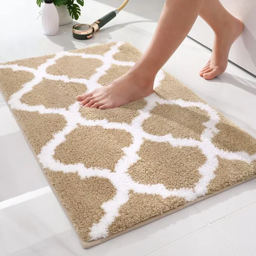 OLANLY Alfombras de baño de 24 x 16 pulgadas, microfibra suave y absorbente, antideslizante y peluda, lavable a máquina, tapetes para el suelo del