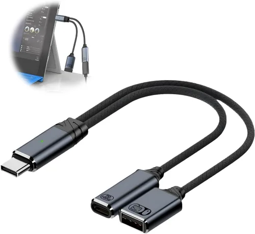 Adaptador USB C a USB OTG, divisor USB-C 2 en 1 con puerto de carga rápida PD de 100 W y puerto USB hembra compatible con iPhone 16/15, iPad,