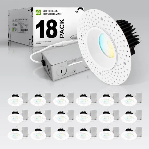 Miniatura 29 de ASD Sin moldura de 2 pulgadas de luces LED empotradas, 8W 120V redondas para uso comercial, luces regulables sin lata para techo con caja