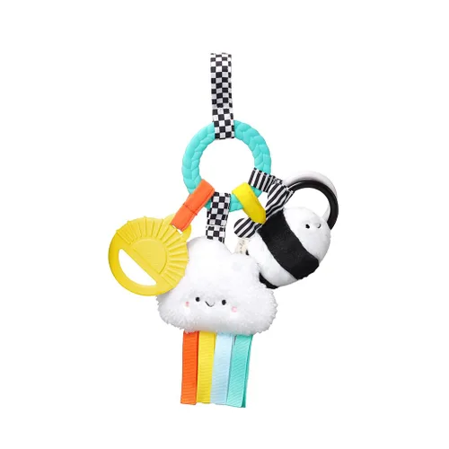 Itzy Ritzy Juguete de Actividad para la Dentición - Juguete de Dentición Infantil Bitzy Busy Ring con Anillo Trenzado y Juguetes Colgantes, Incluye