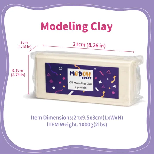 Miniatura 2 de Arcilla de modelado a base de aceite con plastilina MODOH, no se endurece, reutilizable, no tóxica, sin hornear, profesional, base de aceite libre