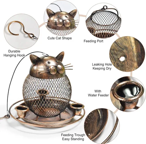 Miniatura 3 de Comederos para exteriores, comedero de metal resistente para pájaros silvestres, comedero para pinzones y gorriones para jardín y patio