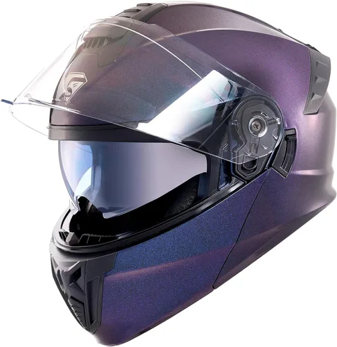 Miniatura 12 de KYPARA Casco modular de doble visera abatible de cara completa para motocicleta con certificación DOT de impresionismo