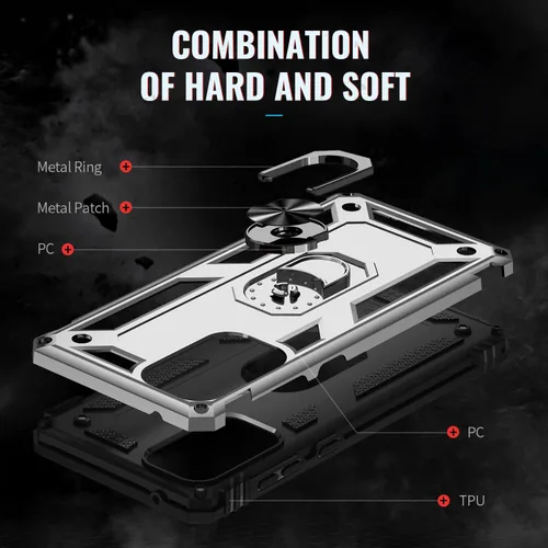 Miniatura 4 de Funda compatible con Xiaomi Poco X3 GT, compatible con Redmi Note 10 Pro (China) 5G funda para teléfono con soporte de anillo 2 en 1, color plateado