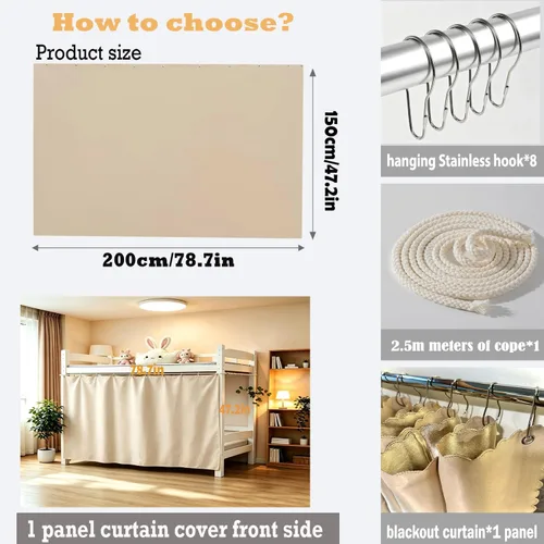 Miniatura 2 de Dorm Home - Cortinas opacas para literas, gruesas y sólidas, cortina de cama, tela para dosel de cama, para hombres y mujeres, cama individual