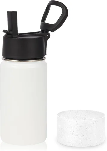 Miniatura 32 de Volhoply Botella de agua de acero inoxidable aislada de 14 onzas con tapa de pajita y funda de silicona, sin BPA, fácil de usar para niños y niñas