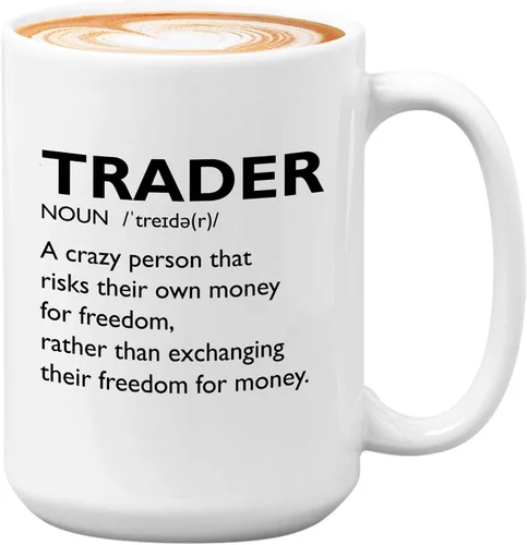 Taza de café del mercado de valores – Definición del comerciante Crazy Person – Day Trader Brokers Asesor financiero Inversor Ahorro de oficina
