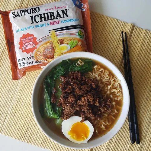 Miniatura 5 de [SAPPORO ICHIBAN] Fideos Ramen, sabor a carne, fideos instantáneos japoneses de sabor nº 1 (3.5 onzas x 24 paquetes) Paquete de 24