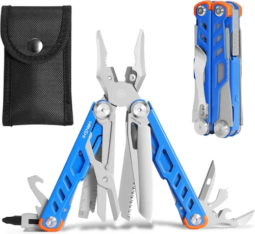 Miniatura 15 de HANSHI Llave Inglesa Ajustable Multiherramienta Martillo para Supervivencia, 16 en 1 Alicates Multiherramientas con Funda de Nylon, Navaja