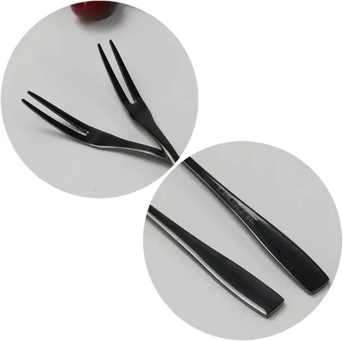 Miniatura 3 de Teyyvn Tenedores de fruta de 8 piezas, tenedor de acero inoxidable de 2 puntas, tenedor de cóctel Bistro