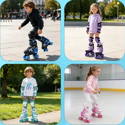 Miniatura 7 de Patines ajustables para niños y niñas, con todas las ruedas iluminadas de 5 a 8 años y 8 a 12 años, para principiantes en deportes al aire libre e