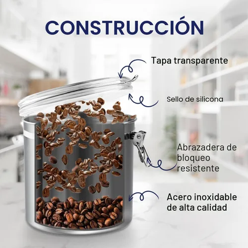Miniatura 3 de ENLOY Recipiente hermético de acero inoxidable de 165 onzas para cocina, recipientes metálicos grandes para almacenamiento de alimentos para harina