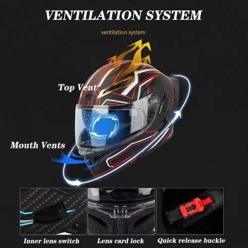 Miniatura 2 de Casco de motocicleta Bluetooth modular, casco moto plegable con visera interior, visera solar, doble lente de seguridad, casco aprobado por DOT