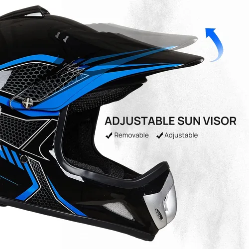 Miniatura 4 de ILM - Casco para niños o jóvenes para motocross o cuatrimoto o calle, de cara completa, para moto, incluye lentes y guantes, aprobado por el DOT