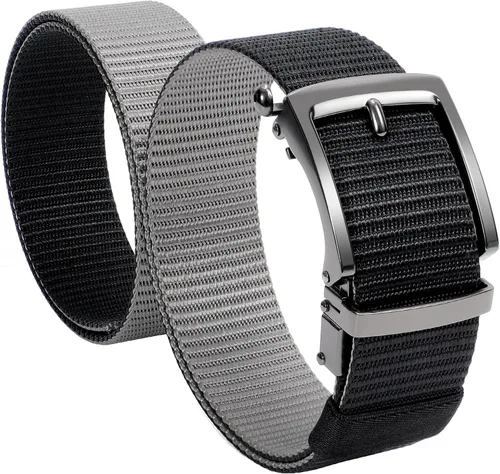 Cinturones de trinquete de liberación rápida para hombre, cinturón de nailon reversible dos en uno para hombre casual y vestido deportivo
