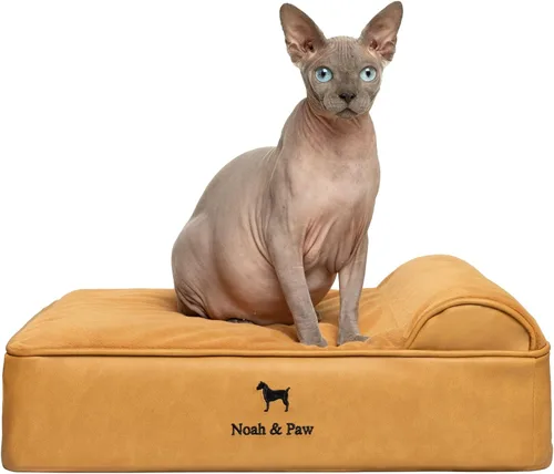 Miniatura 29 de NOAH & PAW Cama para perro, 28x23x7.5 pulgadas, camas ortopédicas para perros de tamaño mediano, espuma viscoelástica tipo cáscara de huevo Cuero