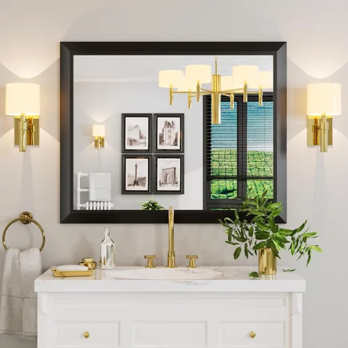 Miniatura 74 de Amorho Espejo de Baño Negro, Espejos de Pared de 24x30 Pulgadas con Marco de Metal Grueso para Sobre el Fregadero, Dormitorio, Sala de Estar