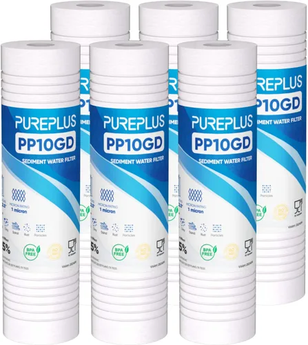 Miniatura 13 de PUREPLUS Filtro de agua para el hogar de sedimentos ranurados de 10 x 2.5 pulgadas, cartucho de repuesto para prefiltro RO de 10 pulgadas y carcasa