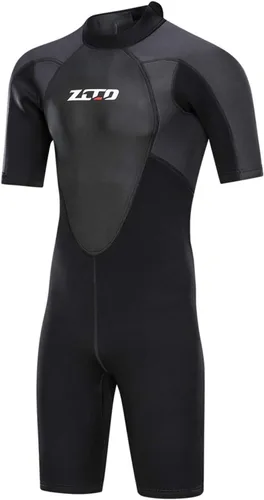 ZCCO - Traje de neopreno premium para hombre, 1.5/3 mm, cremallera en la espalda, corto, para pesca submarina, snorkel, surf, canotaje, traje de