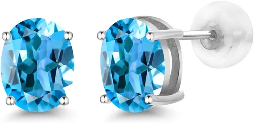 Miniatura 132 de Gem Stone King Aretes de oro de 14 quilates con piedra natal ovalada de 0.315 x 0.236 in Aretes de oro para mujer