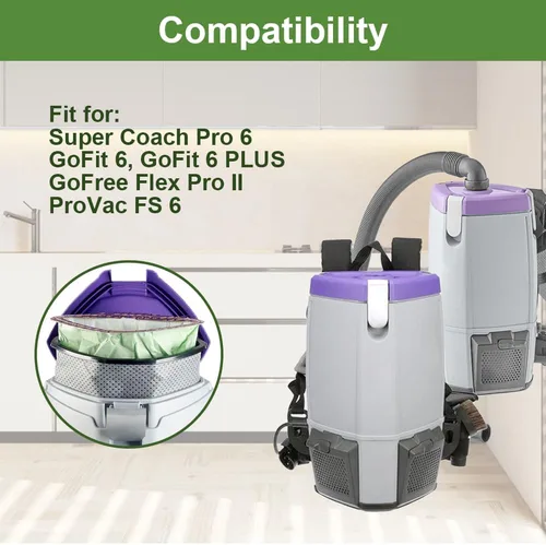 Miniatura 2 de Paquete de 30 bolsas de microfiltro 107666 compatibles con aspiradora ProTeam GoFit 3, mochila de 3 cuartos de galón