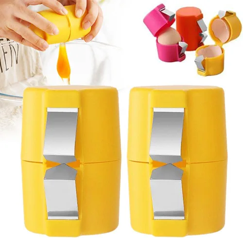 Miniatura 11 de Galleta y pelador de huevos de naranja – Rompe cáscara de huevo de acero inoxidable, separador y cortador para huevos crudos y duros