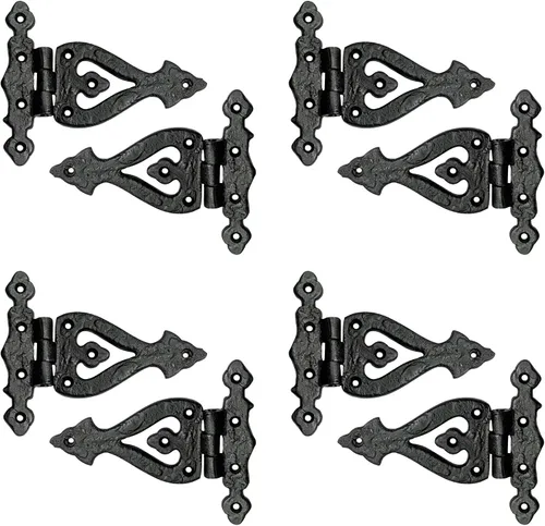 Miniatura 55 de Adonai Hardware Alleluia - Bisagras delanteras de hierro fundido antiguo (3.2 pulgadas x 10 unidades, negro mate) para puertas de granero, puertas